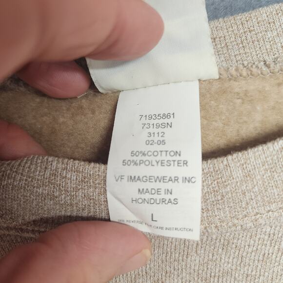 Vintage Granny Sweatshirt Womens Large Tan Embroidered Crewneck Lee Heavyweight - Picture 7 of 15